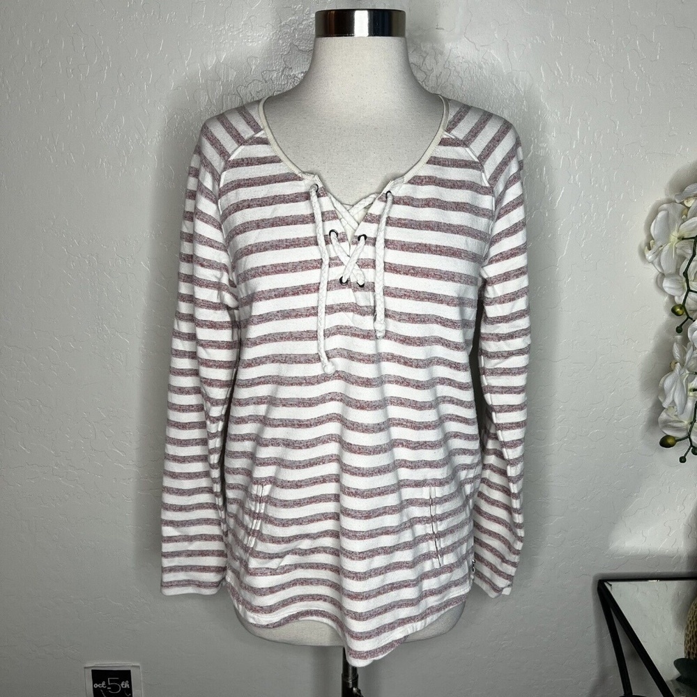 Maison Scotch Sweater Women Size 3 Stripe White Pink Sahara Social